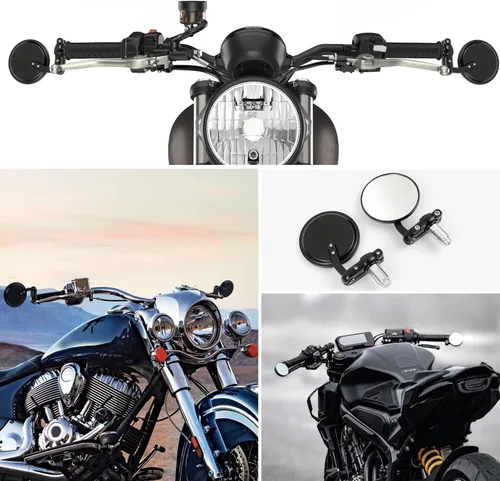 Vista 7 de Espejos retrovisores negros 7/8 22mm universales redondos CNC para motocicleta, para bicicleta de calle, bicicleta deportiva, Cafe Racer