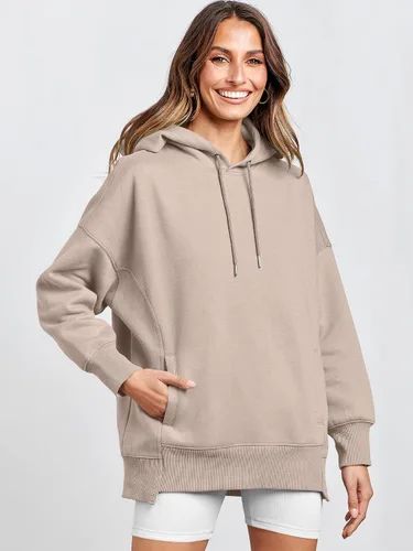 Vista 2 de ANRABESS Sudaderas con capucha de gran tamaño para mujer, sudadera de forro polar 2024, trajes de moda para adolescentes y niñas