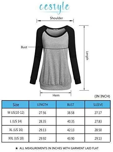 Vista 6 de Cestyle - Sudadera con cuello redondo y manga larga raglán para mujer, suéter ligero y casual