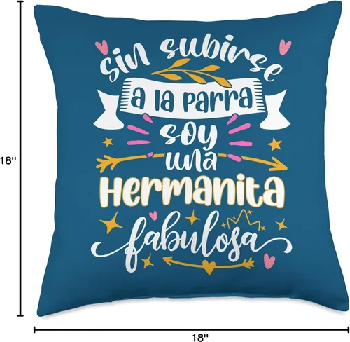 Vista 4 de Regalo Original Para Mi Hermanita Regalos Hermanita Fabulosa Divertido Mujer Chiquita Hermana Menor - Almohada de 18 x 18 pulgadas, multicolor