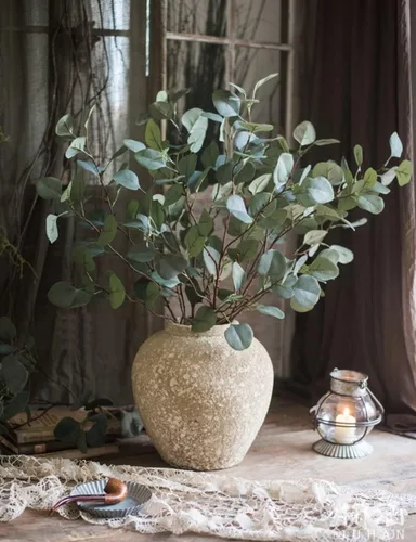Vista 7 de Jarrón de escritorio para decoración del hogar, florero de piso retro, moderno jarrón de flores secas, adornos decorativos, macetas de arcilla