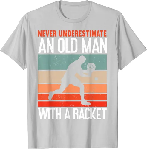 Vista 17 de Camiseta divertida de pádel "Never Underestimate An Old Man With A Racket, Negro