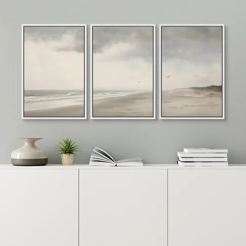 Vista 459 de wall26 Lienzo enmarcado para pared, juego de arte de acuarela pastel, paisaje rural, ilustraciones con formas abstractas, arte moderno, decorativo