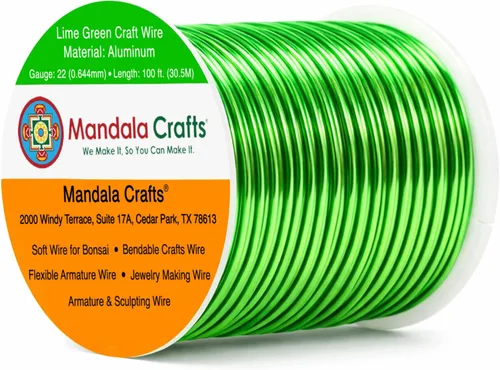 Vista 162 de Mandala Crafts - Alambre de aluminio anodizado de calibre 22 para hacer joyas - 137.2 m de alambre flexible surtido y coloreado - Doble para bonsái