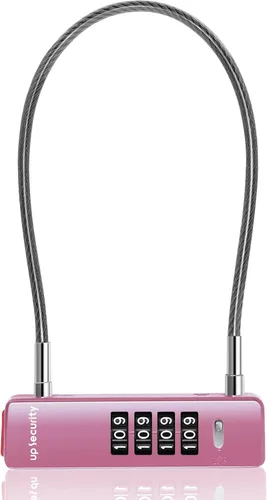 Vista 12 de Candado de cable con código, cerradura de combinación de 4 dígitos para puerta de valla al aire libre, equipaje de viaje, candado combinado