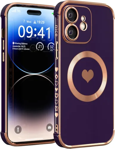 Vista 25 de Funda magnética para iPhone 12 para mujeres y niñas, compatible con magnética, suave y de lujo para iPhone 12, funda de teléfono