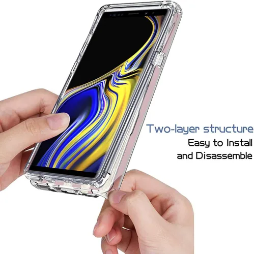 Vista 4 de Funda para Galaxy Note 9, Samsung Note 9 N960U con protector de pantalla de vidrio templado, funda protectora de cuerpo completo con bonito