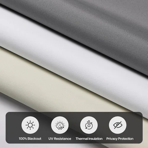 Vista 4 de LazBlinds - Persianas enrollables opacas sin taladro, 20 pulgadas de ancho x 48 pulgadas de alto, beige Inalámbrico, tela con aislamiento térmico