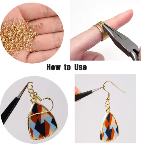 Vista 5 de Anillos de salto para fabricación de joyas – 100 anillos de salto abiertos de oro de 14 quilates de 0.157 pulgadas, anillos de salto de joyería