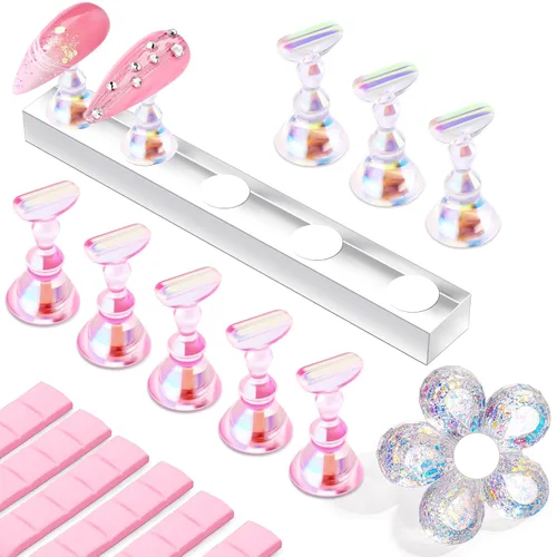 Vista 12 de Makartt Soporte de uñas para uñas a presión, práctica de pintura artística, soporte magnético para pintar uñas, soporte para diseños de uñas