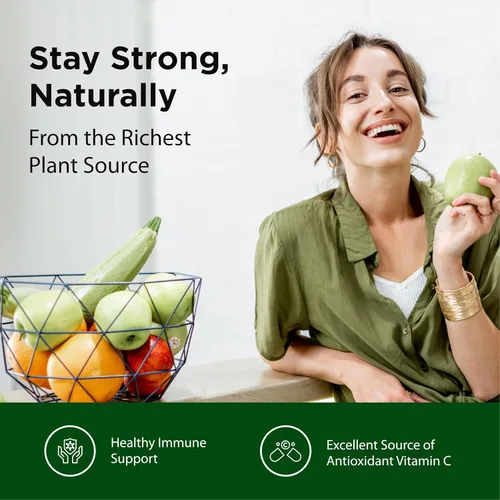 Vista 3 de Flora Polvo de acerola, vitamina C y antioxidantes, suplemento de apoyo inmunológico, orgánico, sin OMG y vegano, botella de vidrio de 1.7 onzas