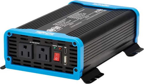 Vista 11 de Tripp Lite Inversor de corriente compacto de onda sinusoidal pura de 300 W, 2 tomas, 1 puerto de carga USB + 1 USB-C, soportes de montaje incluidos