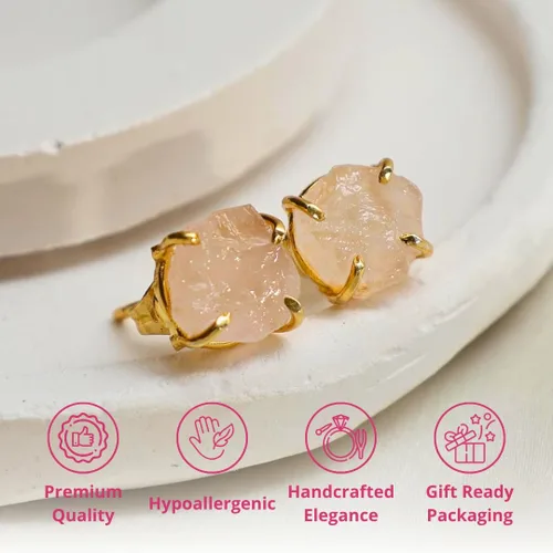 Vista 107 de Gempires Natural Raw Prong Setting Stud Earrings, 8-10 mm Crystals Earring, Handmade Jewelry, Gift for Her