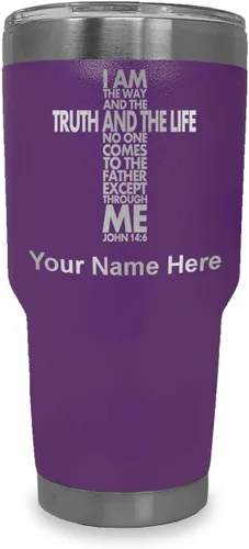 Vista 36 de LaserGram Vaso aislado al vacío de 20 onzas, versículo de la Biblia John 14-6, grabado personalizado incluido (negro) Engraved Gift for Christian