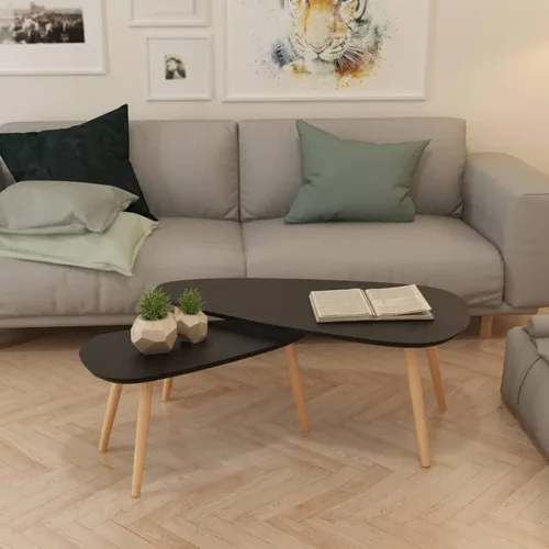 Vista 3 de Juego de mesa de centro para sala de estar, mesa de centro grande, mesa de centro para sala de estar, Mesitas para sala modernas, 2 piezas, madera