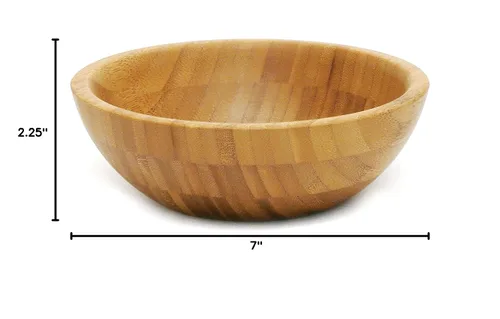 Vista 6 de Lipper International Ensaladera de madera de bambú, pequeño, 7 pulgadas de diámetro x 2.25 pulgadas de alto, tazón individual