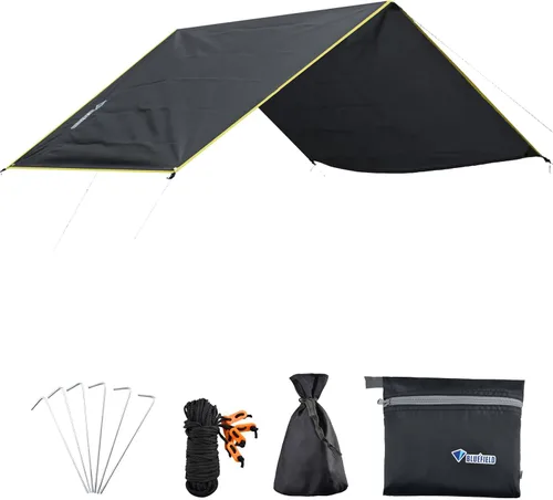 Vista 8 de Azarxis Hamaca de lona para camping, mosca de lluvia, toldo impermeable para tienda de campaña, toldo de tela para picnic para senderismo al aire