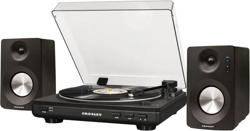 Vista 3 de Crosley KT400A-BK - Tocadiscos Bluetooth de 2 velocidades totalmente automático con altavoces estéreo S100A, color negro