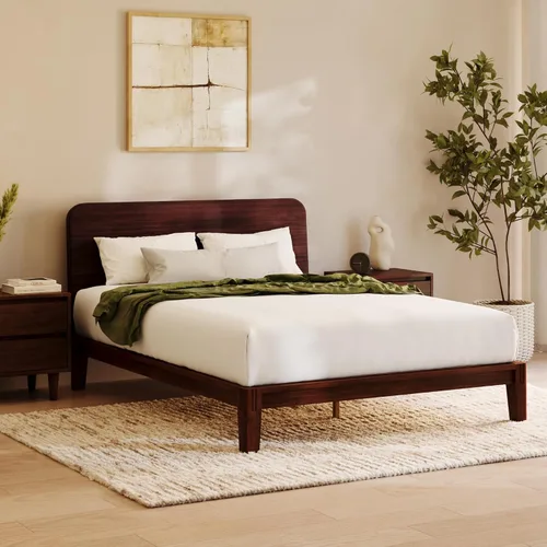 Vista 9 de Nectar Base de cama y cabecera de plataforma de bambú, natural, tamaño King, patas de soporte central flotantes, altura de 12 pulgadas, fácil