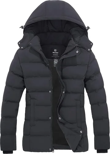 Vista 15 de Wantdo - Abrigo acolchado con capucha para mujer, chaqueta puffer cálida y gruesa de invierno con capucha removible Verde militar