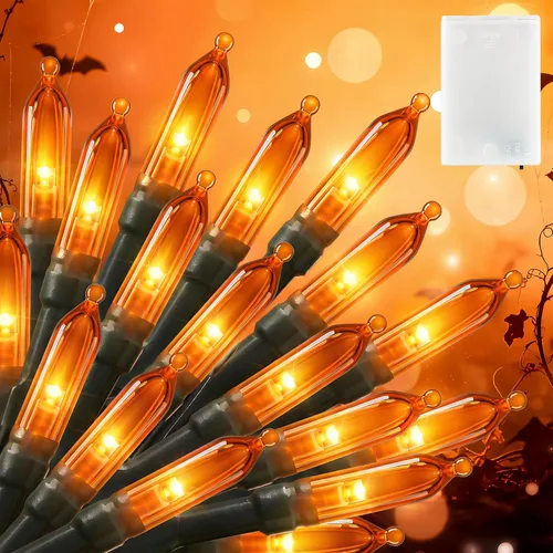 Vista 21 de Luces de Navidad con batería Brightown, 8 pies, 20 luces LED mini con temporizador, luces de árbol de Navidad para dormitorio, interior, exterior