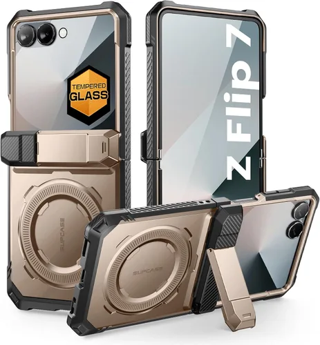Vista 12 de SUPCASE Funda para Samsung Galaxy Z Flip 7 con soporte y protector de pantalla frontal (Unicorn Beetle Grip), [compatible con MagSafe]