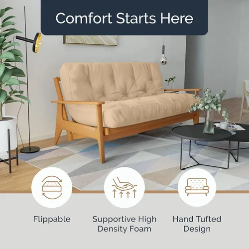 Vista 2 de Loosh Home Colchón de espuma para sofá cama futón de 6 pulgadas tamaño Twin - Fabricado en EE. UU., Beige, sin marco
