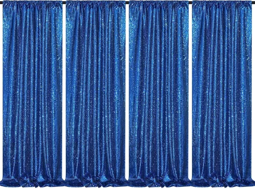 Vista 10 de B-COOL Cortinas de Fondo de Lentejuelas Azul Bebé 2 Piezas 2ftx8ft Fotografía para Fiestas Fondo Brillante Cortinas para Prom Bodas Baby Shower