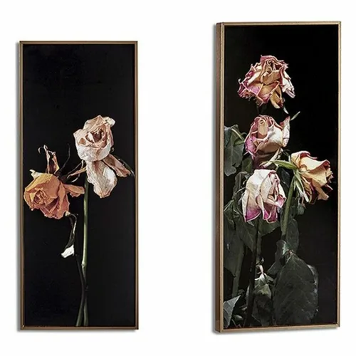 Vista 2 de Cuadro Gift Decor Negro Oro Dorado Aglomerado Flores 21,2 x 2 x 51,2 cm 21,2 x 51,2 x 2 cm