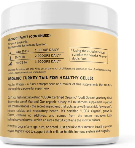 Vista 8 de Wonder Paws Hongo orgánico de cola de pavo para perros, potente cola de pavo para perros, polvo de hongos para inmunidad, respiratorio, digestión