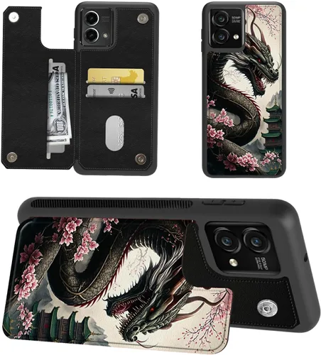 Vista 24 de Funda tipo cartera para Moto G Stylus 5G 2023 con soporte para tarjetas, bloqueo RFID, piel sintética, función atril, cierre magnético, funda