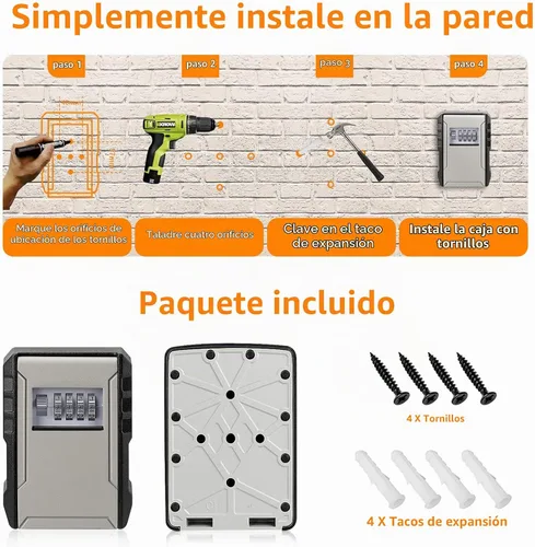 Vista 7 de Caja de bloqueo de llave de capacidad extra grande UPGRADE, caja de bloqueo de llave montada en la pared resistente a la intemperie para llaves