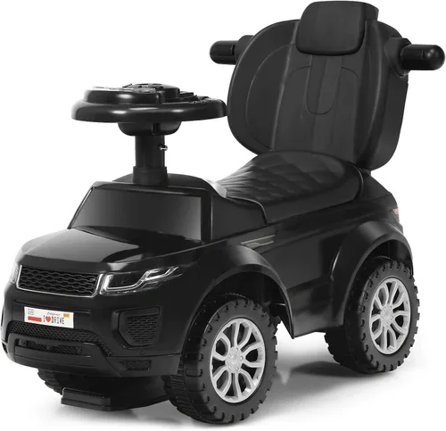 Vista 9 de Costzon 3 en 1 Coche de Paseo y Empuje, Carriola Deslizante con Bocina, Música, Luz, Almacenamiento Bajo el Asiento, Mango Parental, Barreras
