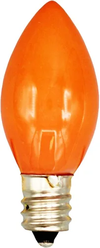 Vista 4 de Creative Hobbies® Caja de 25 bombillas, naranja opaco de cerámica, combustión constante, incandescente de 7 W, base de candelabro C7, ideal