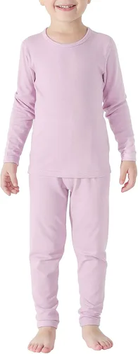 Vista 11 de Ropa interior térmica para niños pequeños, conjuntos de capa base de invierno tipo Long Johns para niñas y niños Un rosa oscuro.