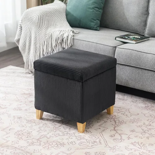 Vista 22 de Adeco Otomán Cubo de Piel Sintética Blanca de 18 Pulgadas de Alto con Almacenamiento, Taburetes Reposapiés de Silla de Terciopelo en Relieve 3D