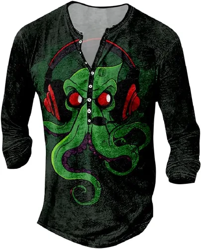 Vista 22 de MARSVOVO Camisetas gráficas para hombre, camisetas Henley con estampado de moda, holgadas, casuales, ligeras, para entrenamiento, suaves, vintage