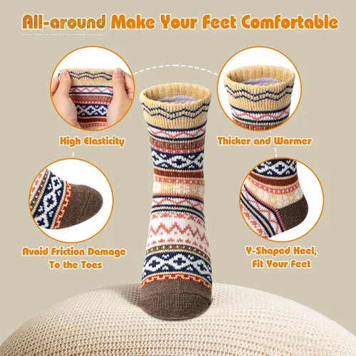 Vista 5 de HiTauing Paquete de 10 calcetines para mujer, calcetines de lana de invierno, regalos para mujer, suaves, cálidos, gruesos, acogedores, calcetines