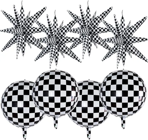 Vista 13 de TONIFUL 4 globos 4D enormes de estrella negra de 22 pulgadas, globos de aluminio de Mylar de estrella explosión para suministros de fiesta, telón