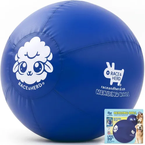 Vista 18 de Race&Herd Pelota de pastoreo XXL original de 25 pulgadas para perros grandes, juguetes de pastoreo, pelota duradera para perros grandes al aire