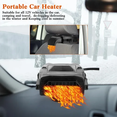 Vista 7 de Baquler 2 Piezas 12 V 150 W Calentador de Coche Ventilador Invierno Desempañador y Descongelador de Parabrisas Calentadores de Asiento 2 en 1