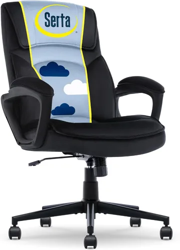 Vista 19 de Serta® Hannah Silla ejecutiva para oficina en casa, ergonómica de respaldo medio con soporte lumbar, cojín de asiento firme, almohadas corporales