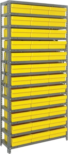 Vista 287 de Quantum QSBU-245BK Heavy Duty Shelving Unit with (7) Shelves and (24) QUS245 Black Bins for Garage Warehouse Storage Distribution 400 lb Load
