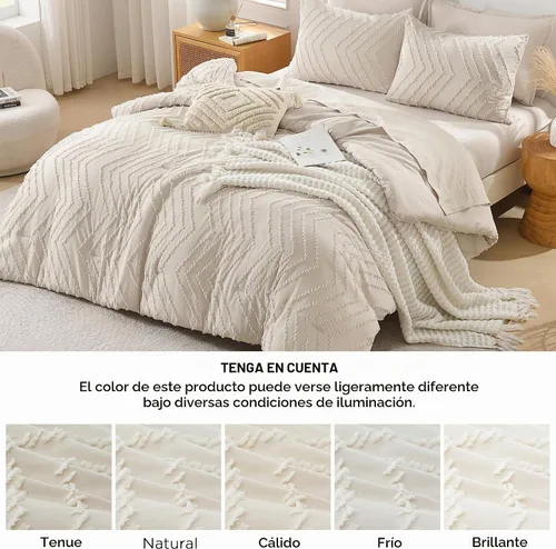 Vista 6 de Andency Juego de edredón tamaño individual/individual XL, color beige