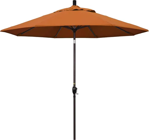 Vista 21 de California Umbrella Paraguas redondo de aluminio del mercado de 9', elevación de manivela, inclinación del botón, poste de bronce Azul (Air Blue)