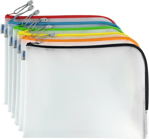 Vista 26 de Herma 20007 - Neceser con cremallera A5, 10 unidades, transparente (10.2 x 7.9 in), pequeña bolsa de viaje con cremallera para cosméticos, líquidos