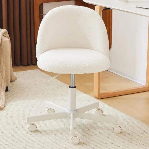Vista 15 de VINGLI Silla Candy sin Brazos, Linda Silla de Escritorio, Cómoda Silla Pequeña de Oficina con Ruedas, Silla de Tocador con Soporte Lumbar, Silla