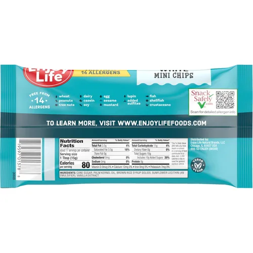 Vista 5 de Enjoy Life Mini chips de chocolate blanco para hornear, bolsa de 9 onzas