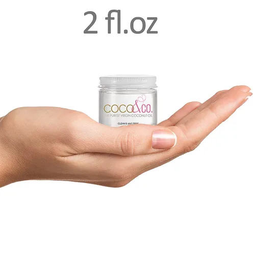 Vista 2 de COCO & CO. Aceite de coco orgánico puro extra virgen para cabello y piel, grado de belleza, mini frasco, 2 onzas (2 onzas (paquete de 4))