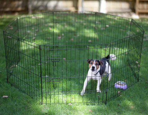 Vista 8 de Artmeer Corralito para perros de 24 pulgadas de alto, 8 paneles a prueba